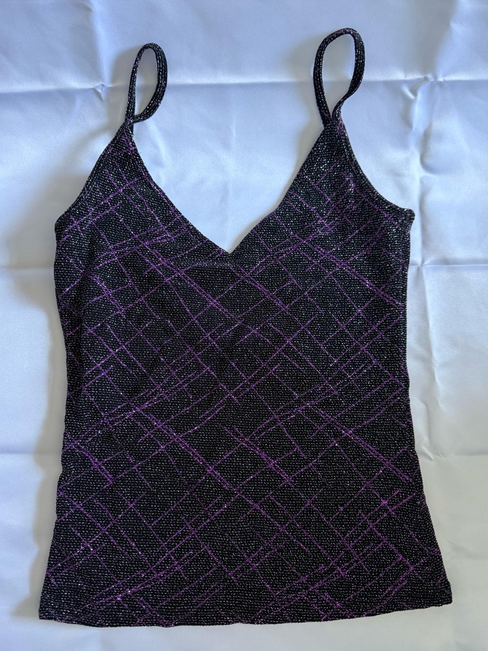 Topshop Black Tweed Cami with Purple Grid